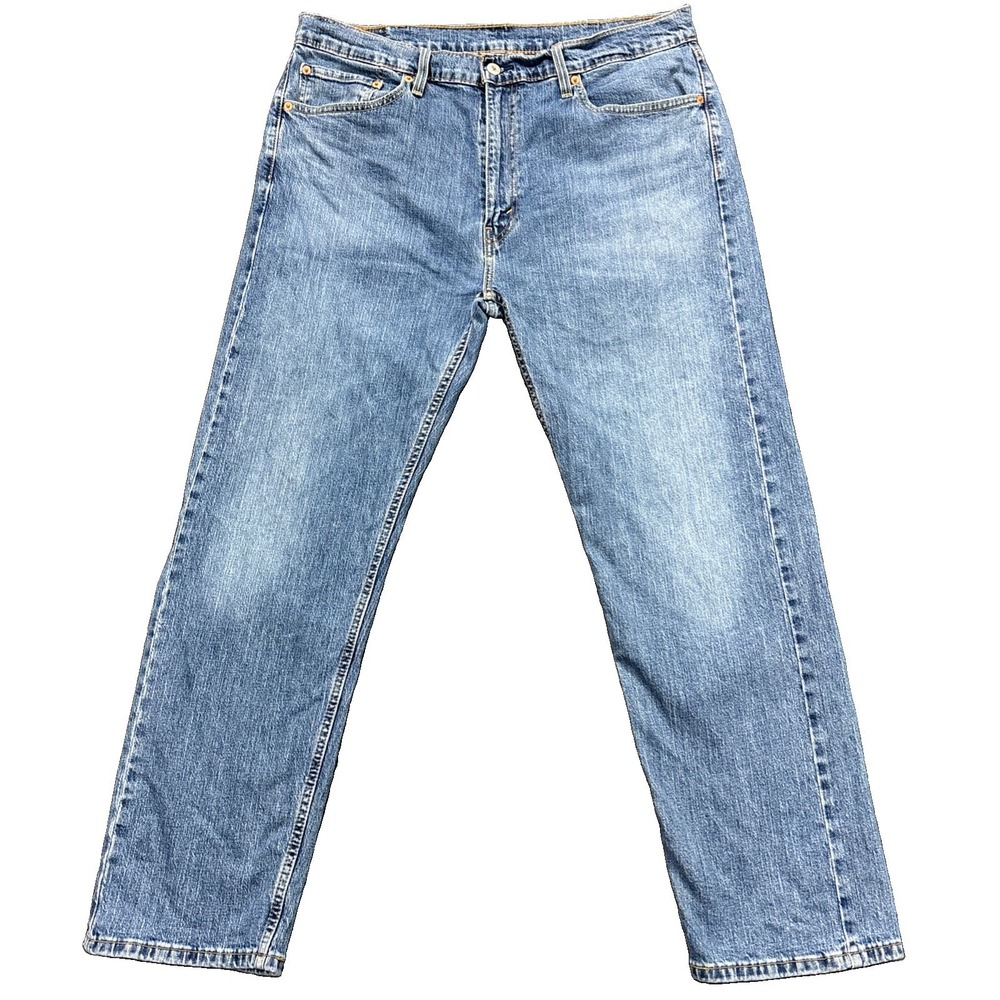 Levis 505 Jeans Mens 38x30 Blue Denim Straight Leg Faded Stretch Cowboy Biker